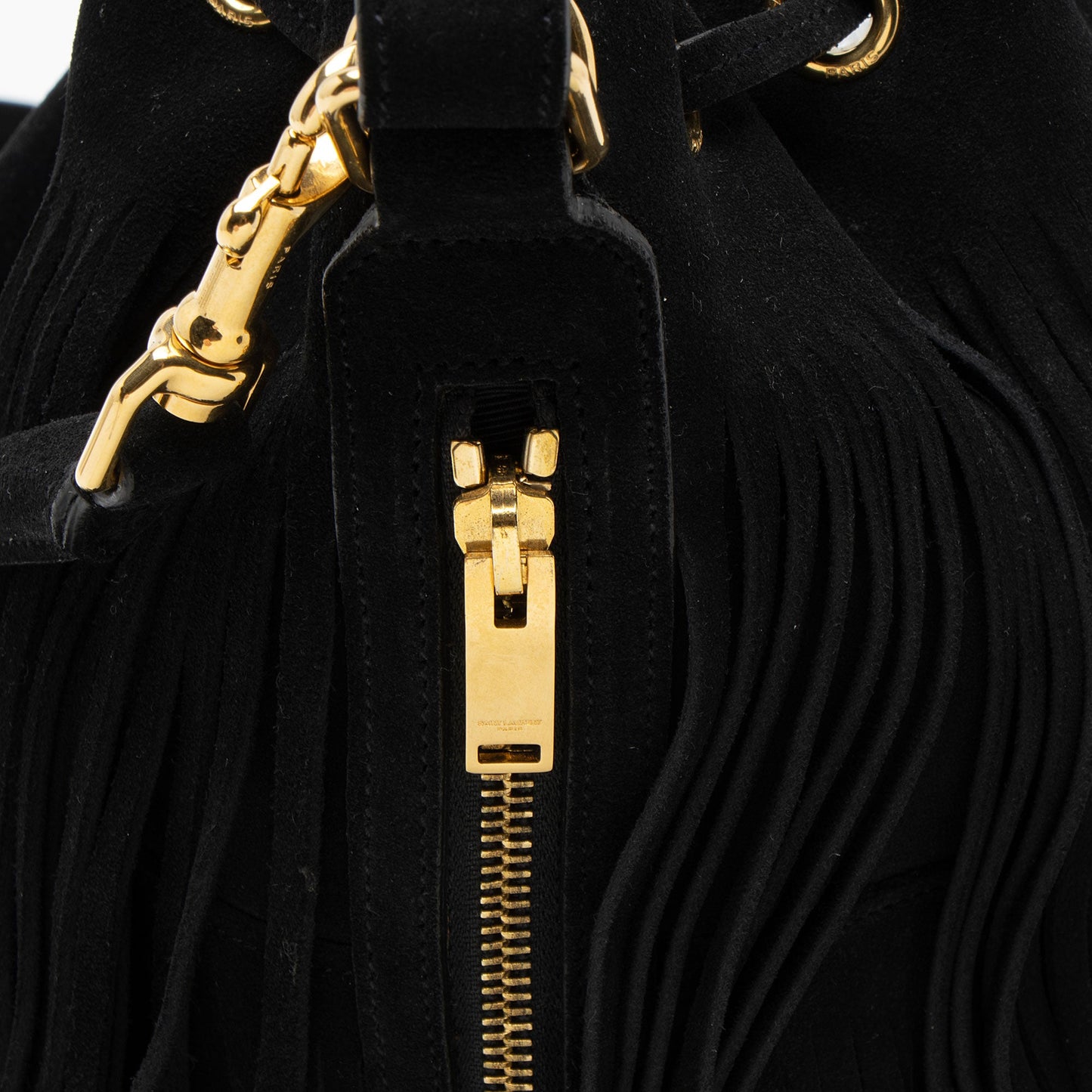 Saint Laurent Suede Fringe Emmanuelle Medium Bucket Bag