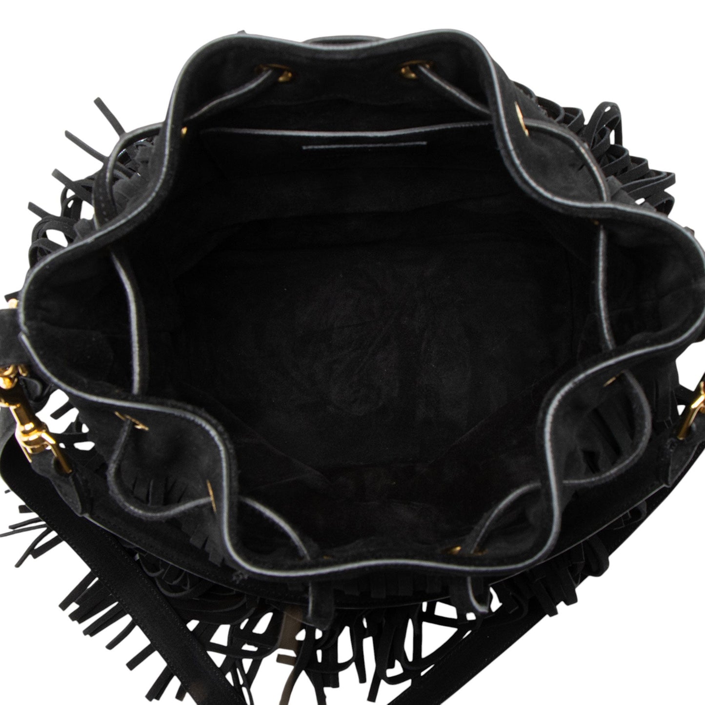 Saint Laurent Suede Fringe Emmanuelle Medium Bucket Bag