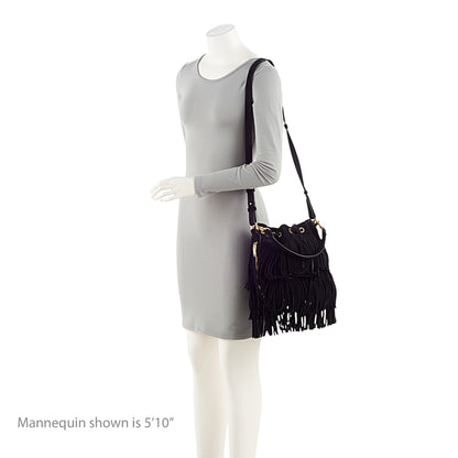 Saint Laurent Suede Fringe Emmanuelle Medium Bucket Bag