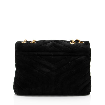 Saint Laurent Suede Monogram LouLou Chain Medium Shoulder Bag