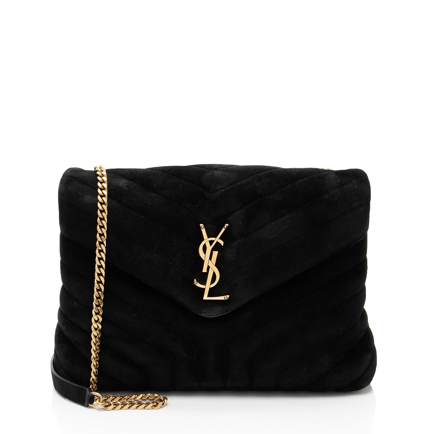 Saint Laurent Suede Monogram LouLou Chain Medium Shoulder Bag