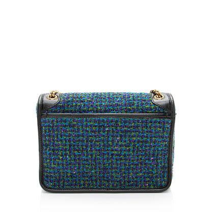Saint Laurent Tweed Crinkled Leather Niki Baby Shoulder Bag