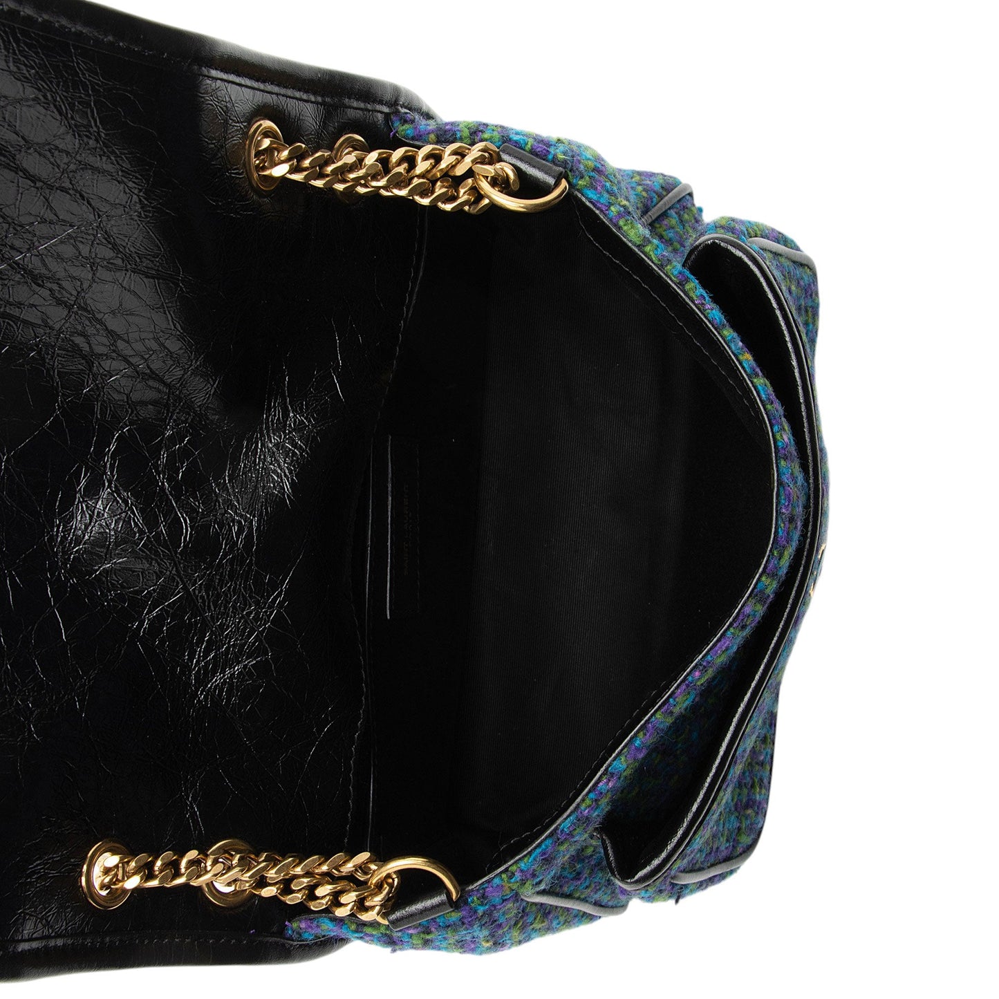 Saint Laurent Tweed Crinkled Leather Niki Baby Shoulder Bag