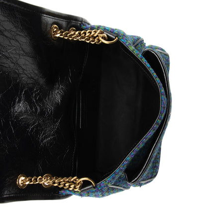 Saint Laurent Tweed Crinkled Leather Niki Baby Shoulder Bag
