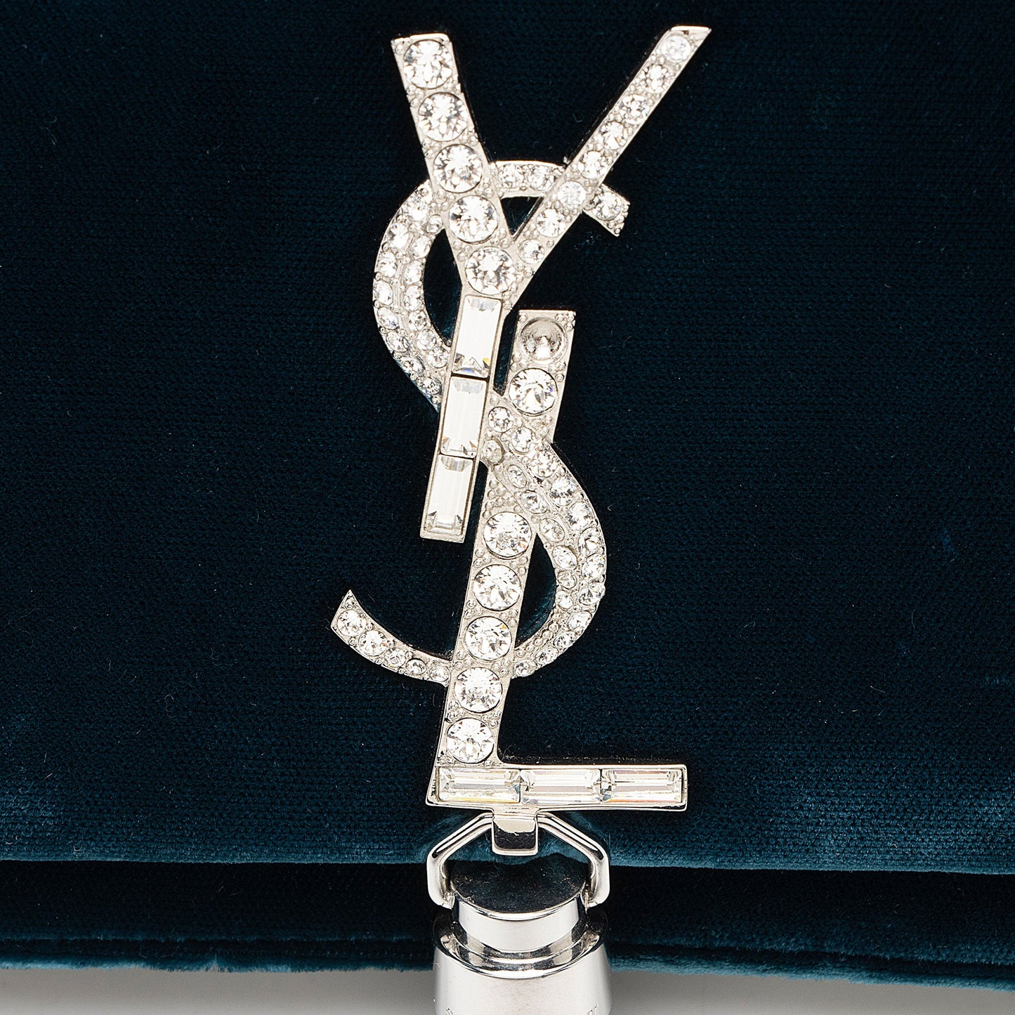 Saint Laurent Velvet Crystal Monogram Kate Tassel Chain Wallet Handbag