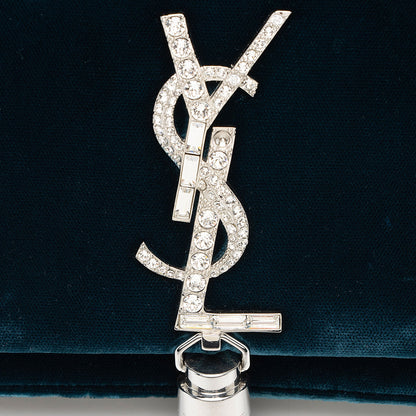 Saint Laurent Velvet Crystal Monogram Kate Tassel Chain Wallet Handbag