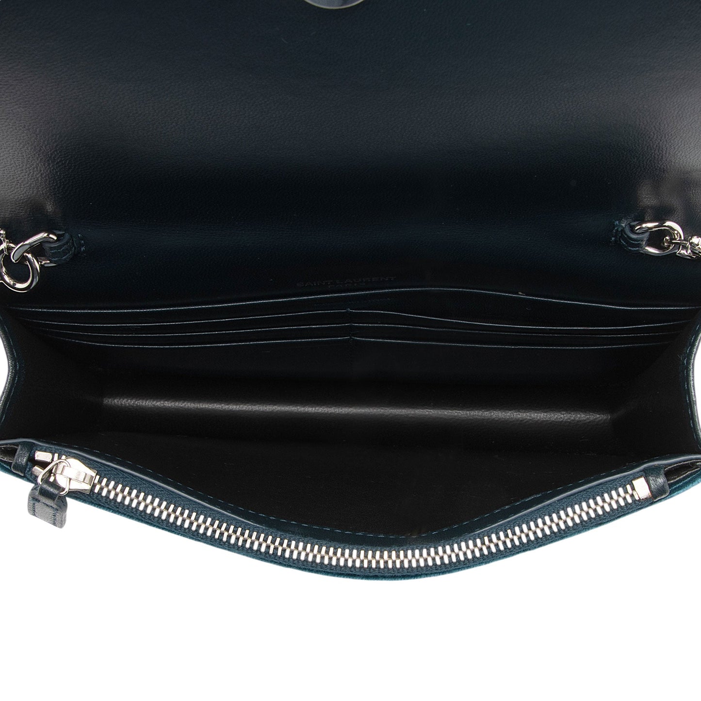 Saint Laurent Velvet Crystal Monogram Kate Tassel Chain Wallet Handbag