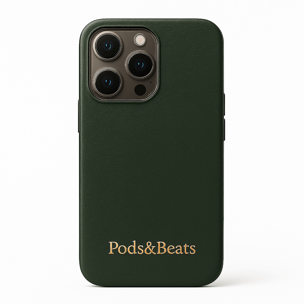 Pods&Beats Dark Green Leather iPhone Cover - Fashiono