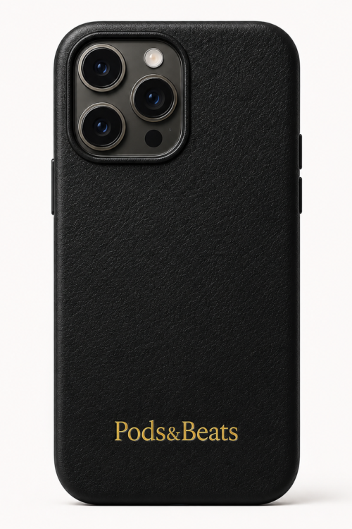 Pods&Beats Black Leather iPhone Case