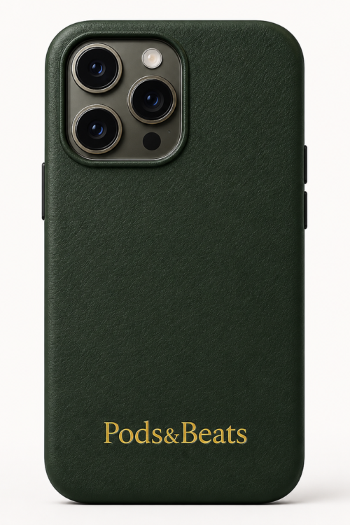 Pods&Beats Forest Green Leather iPhone Cover
