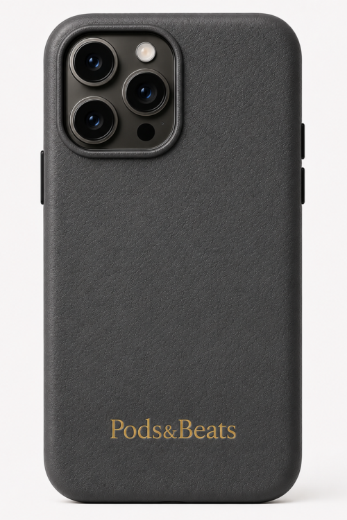 Pods&Beats Premium Leather iPhone Case Dark Grey
