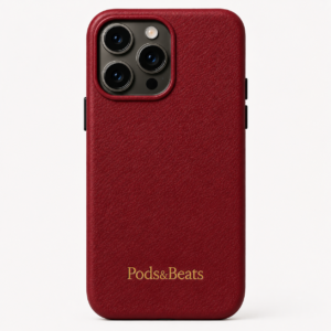 Pods&Beats Premium Leather iPhone Case Dark Red