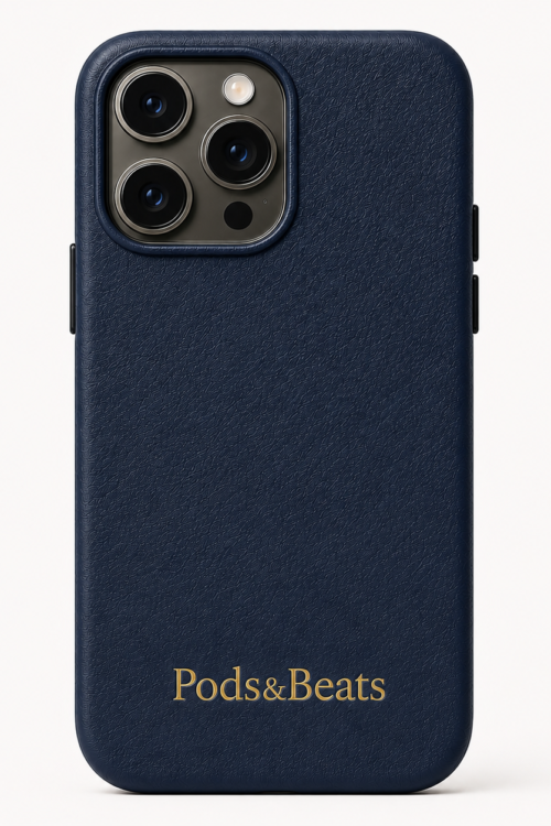Pods&Beats Premium Leather iPhone Case Navy Blue