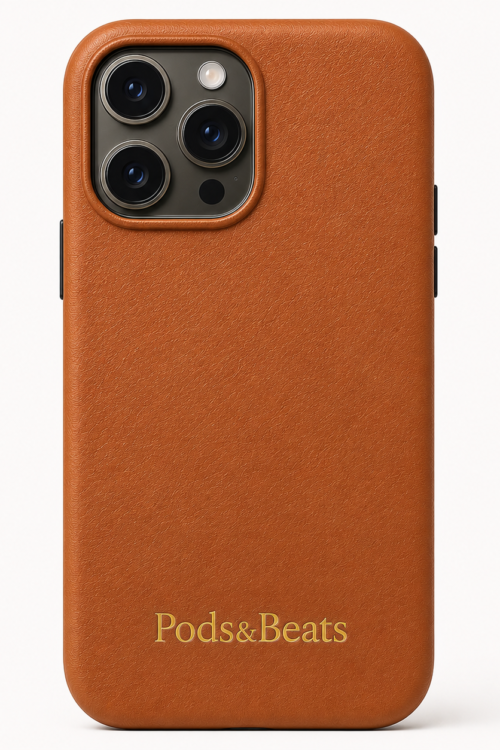 Pods&Beats Premium Tan Leather iPhone Case